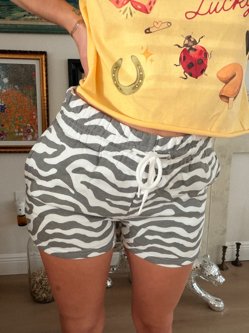 Animal Print Sweatpant Shorts