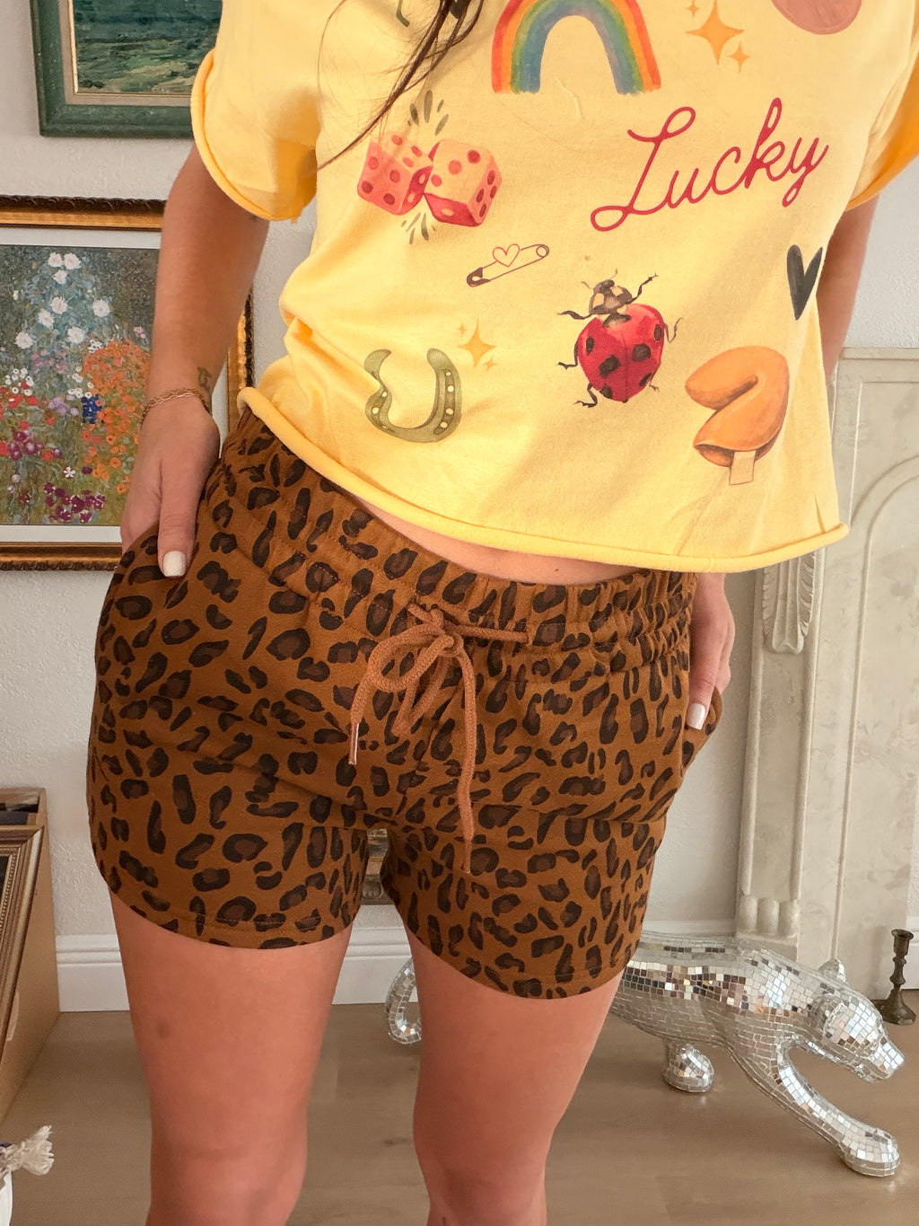 Animal Print Sweatpant Shorts