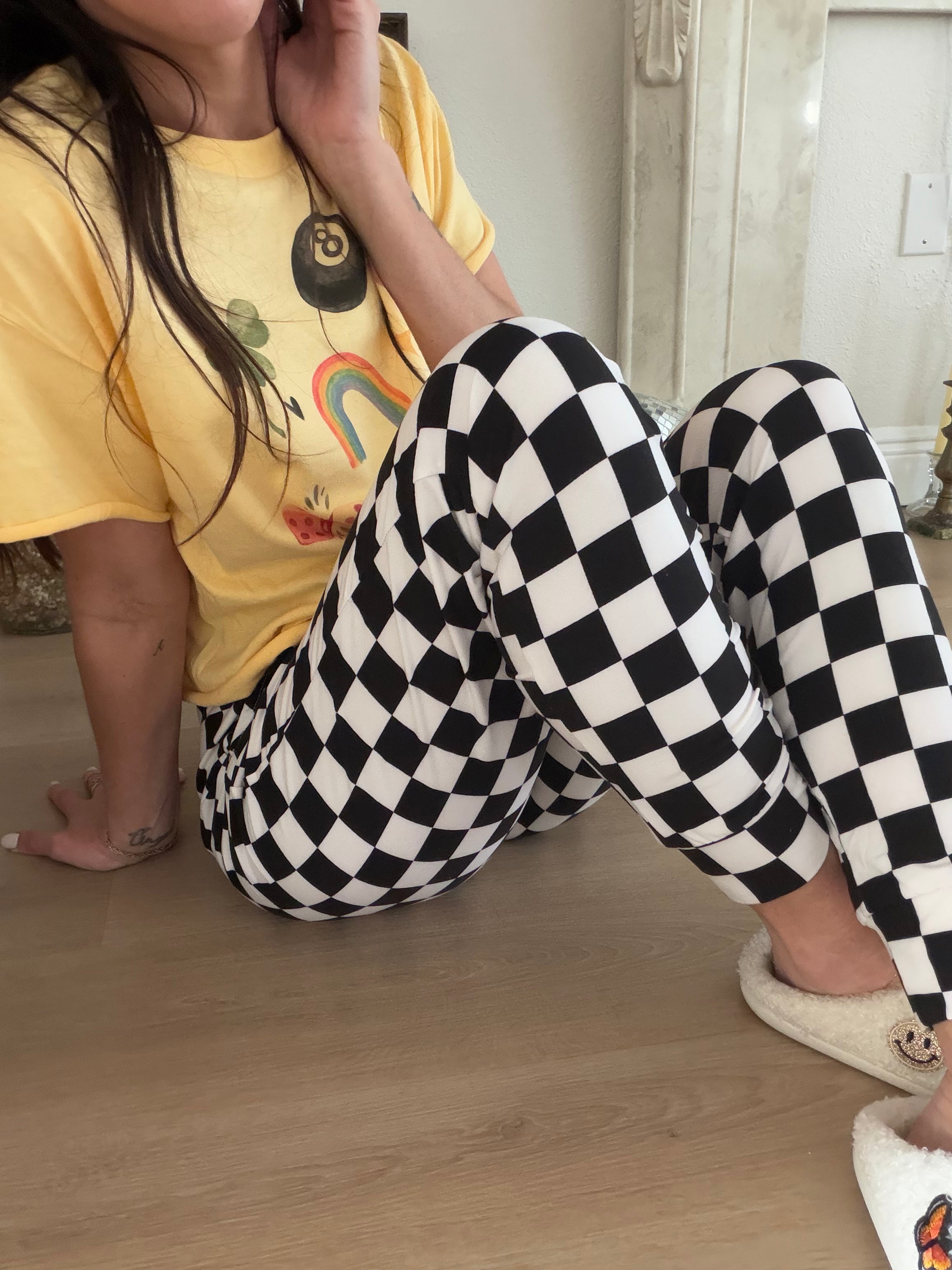 Checkered Print Cozy Jogger