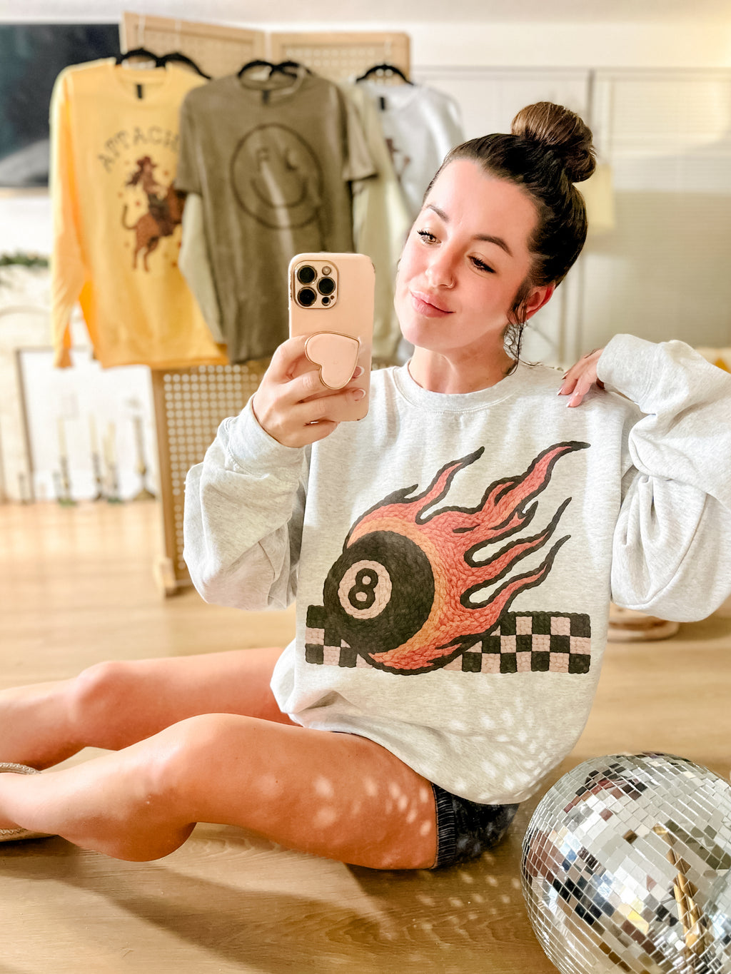 Faux Yarn 8 Ball Graphic Top