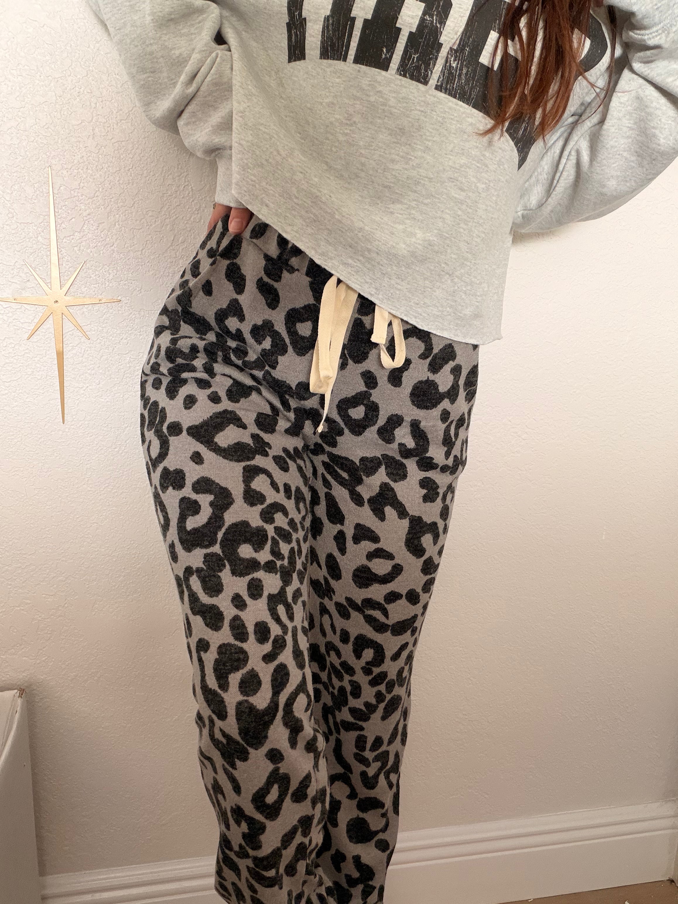 Grey Leopard Lightweight Woven Lounge Pants
