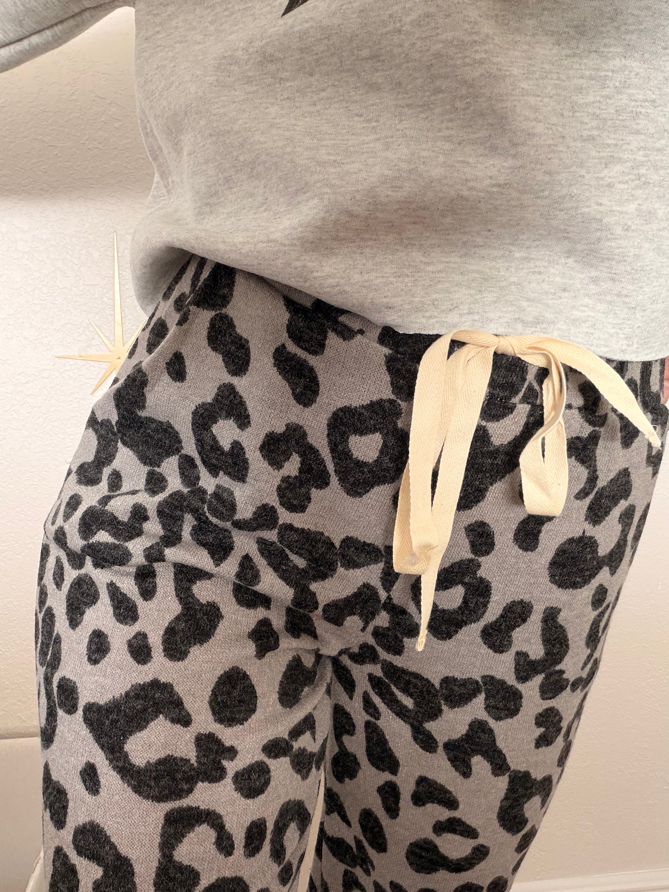 Grey Leopard Lightweight Woven Lounge Pants