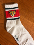 White Leopard Crew Socks