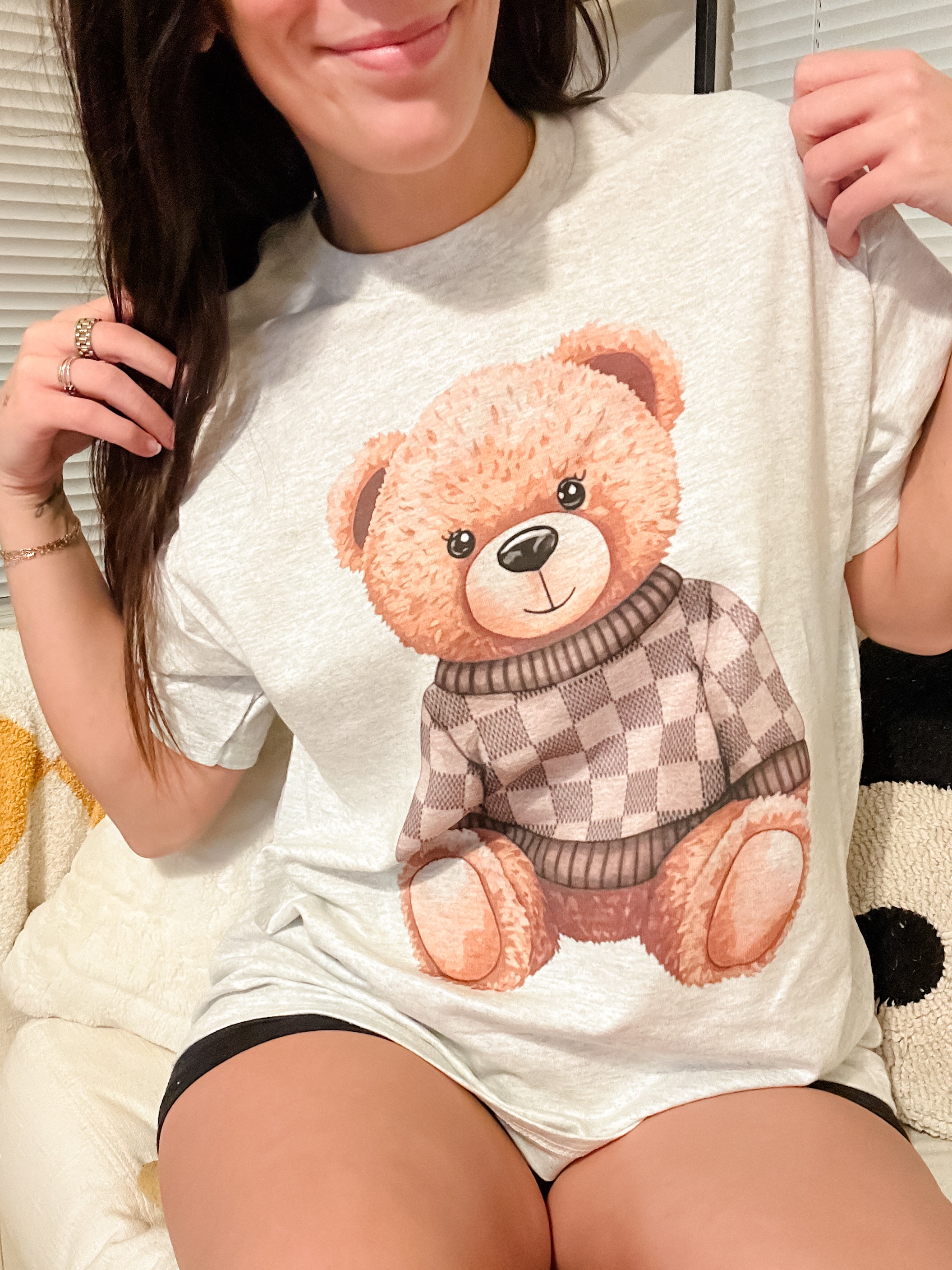 Checkered Teddy Graphic Top