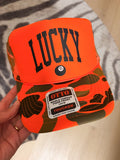 Lucky 8 Ball Orange Camo Hat