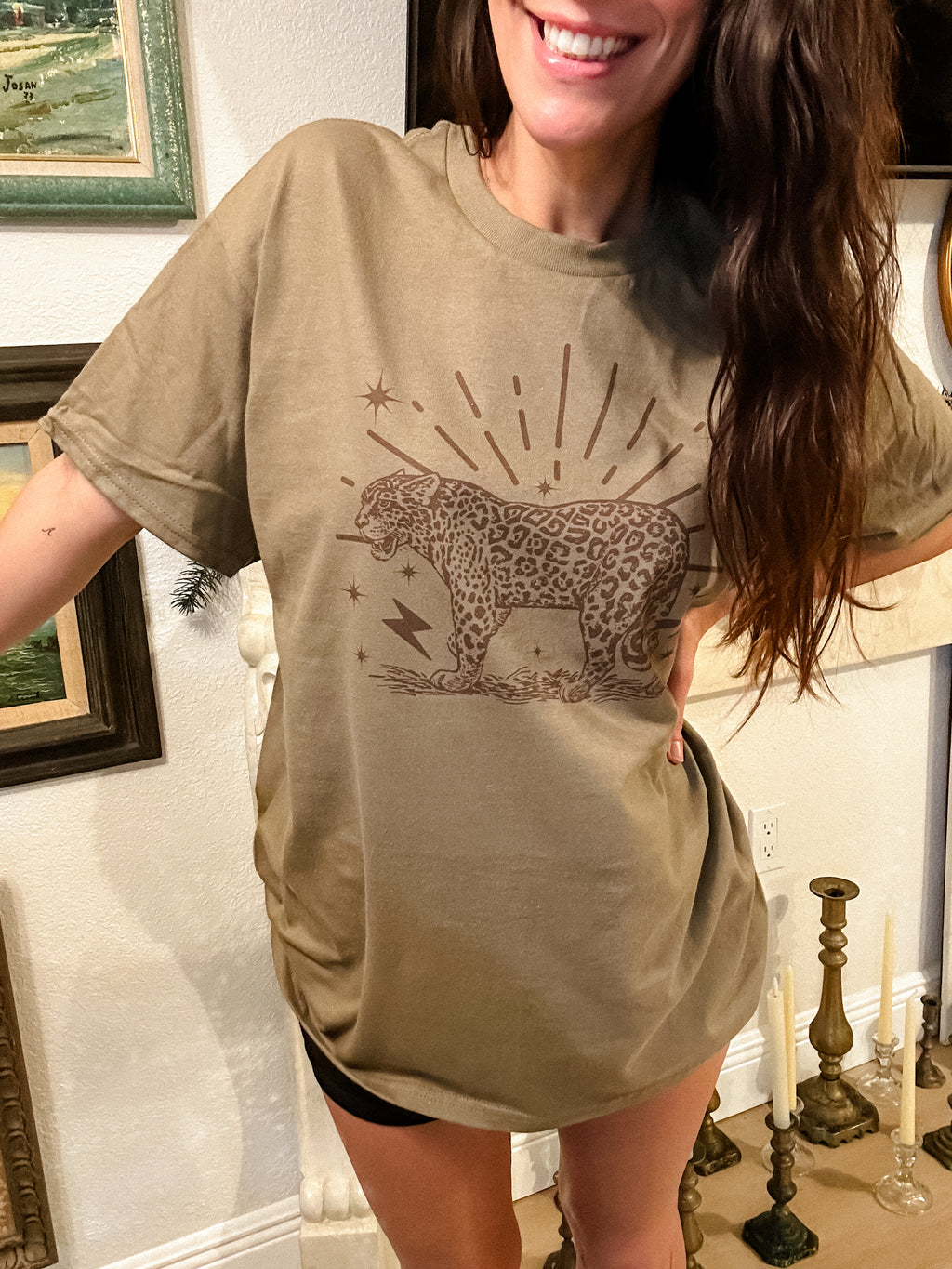 Cool Leopard Color On Color Graphic Top