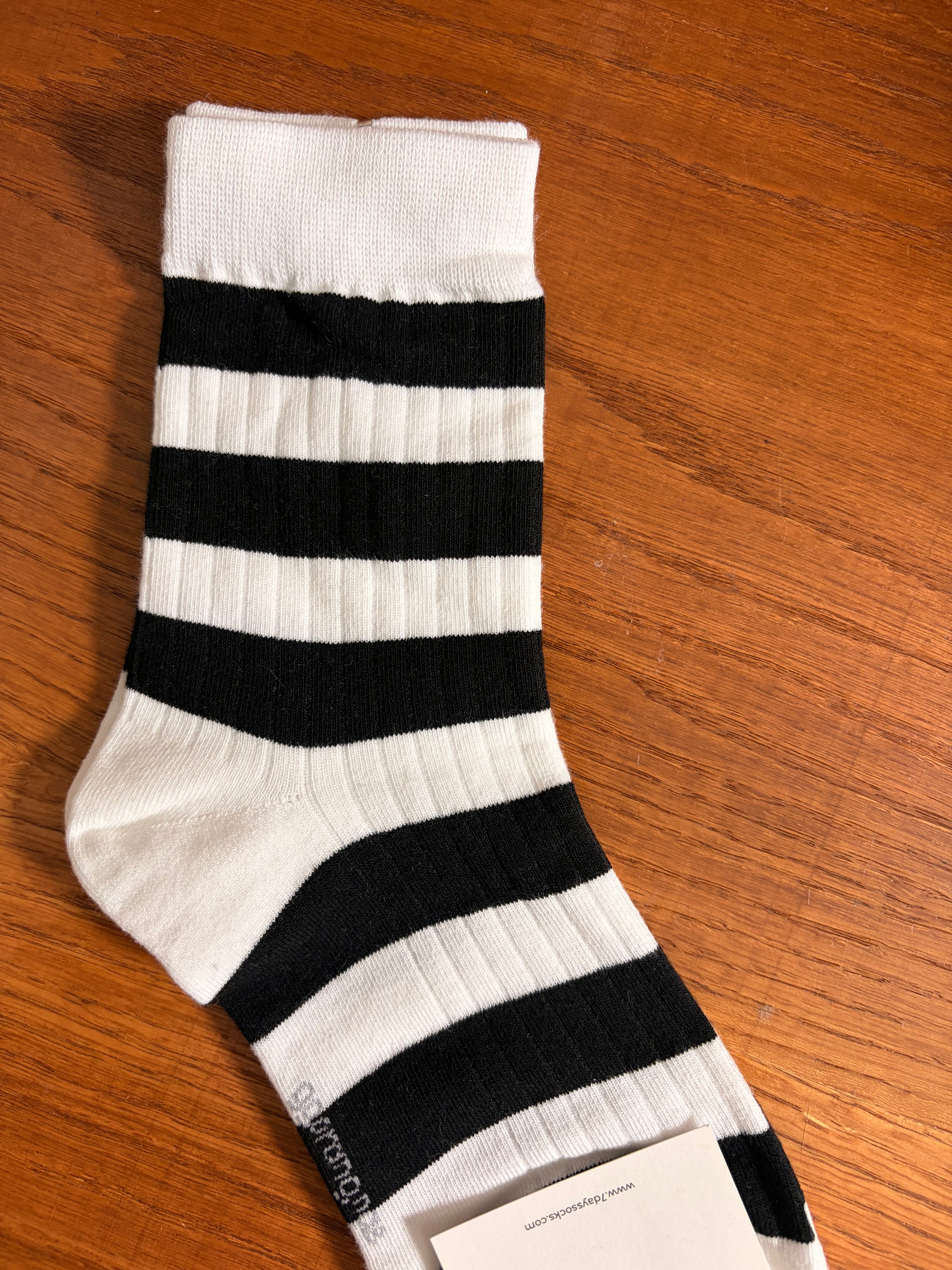 Black White Stripe Crew Socks