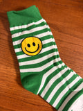 Green Stripe Smiley Crew Socks