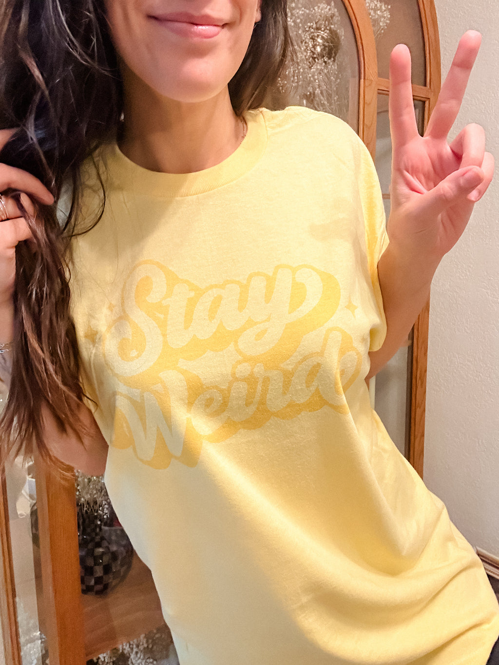 Stay Weird Color On Color Graphic Top