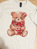 Faux Yarn Patchwork Teddy Graphic Top