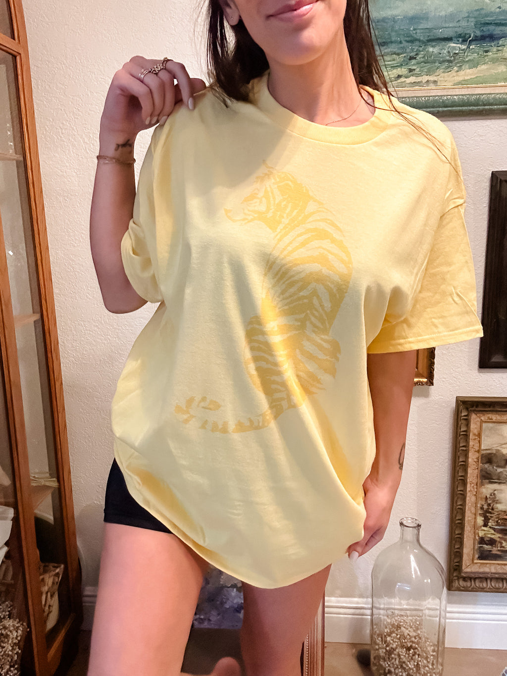 Cool Tiger Color On Color Graphic Top