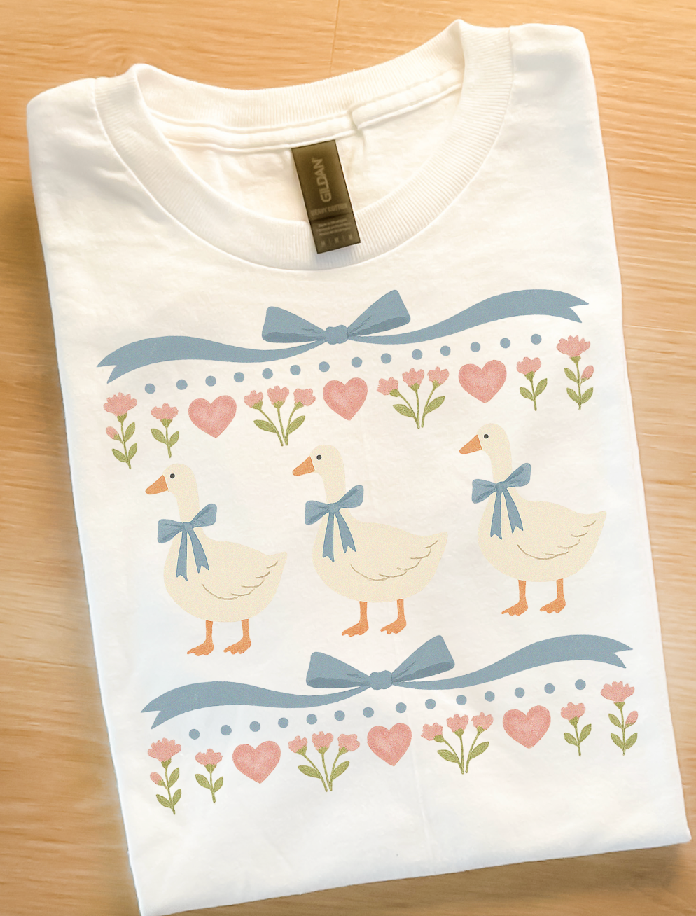 Retro Geese Ribbon Graphic Top