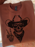 Trendy Cowboy Skull Graphic Top