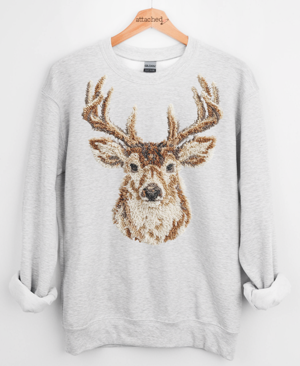 Faux Yarn Deer Graphic Top