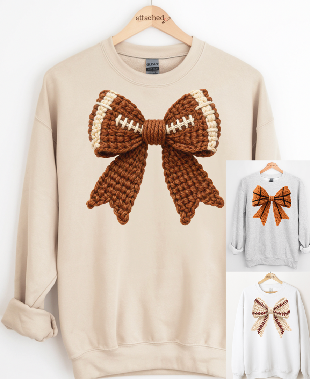 Choose Your Faux Yarn Sports Bow Graphic Top