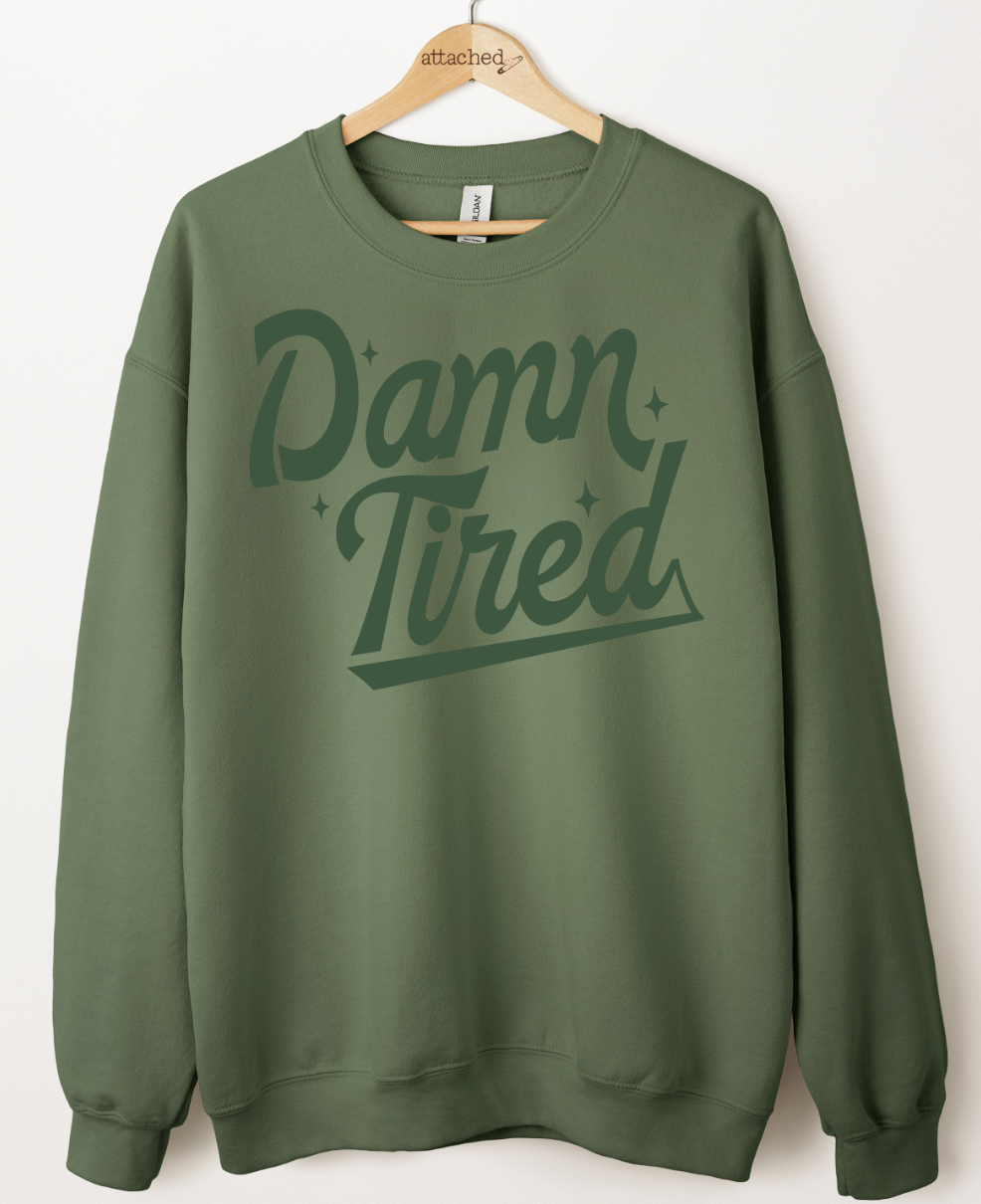 Damn Tired Color On Color Graphic Top