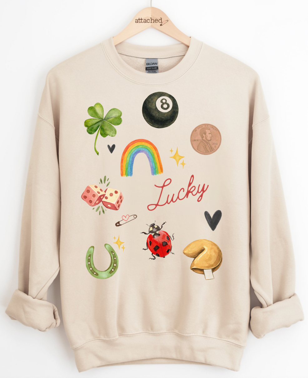 Attached Lucky Collage Graphic Top