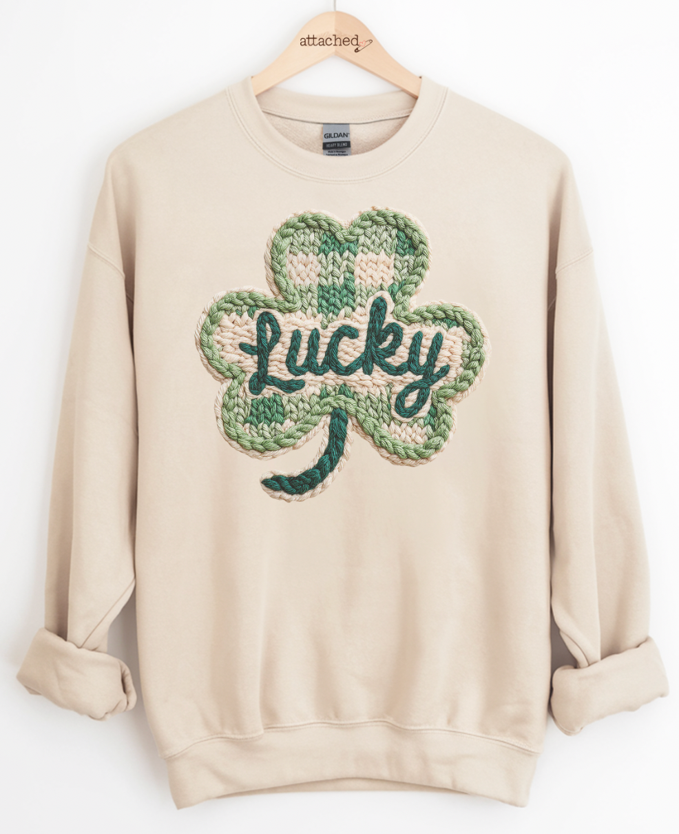Faux Yarn Shamrock Graphic Top