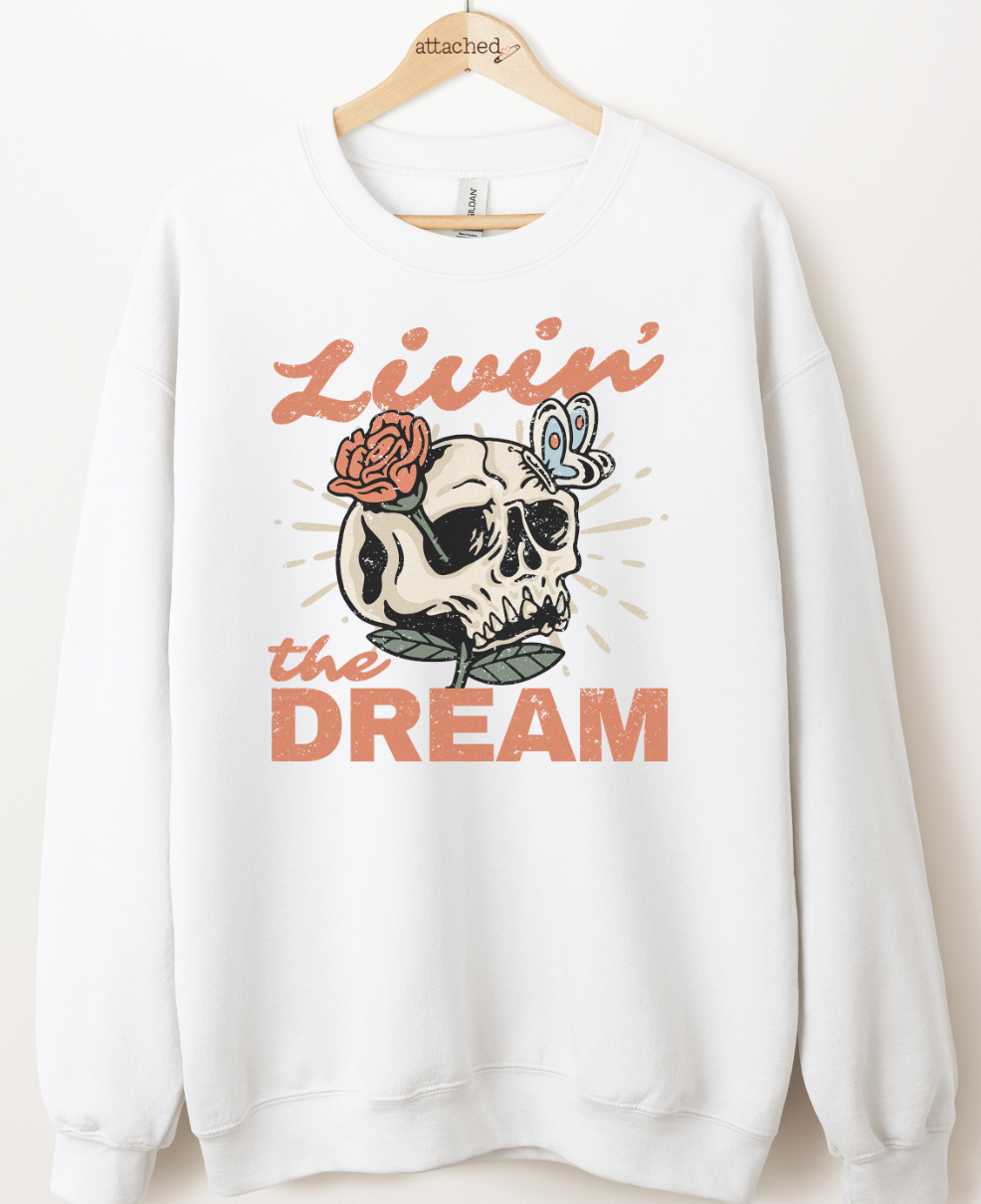 Livin The Dream Skull Graphic Top