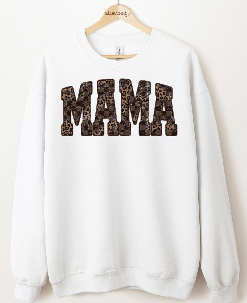 Checkered Leopard Mama Graphic Top