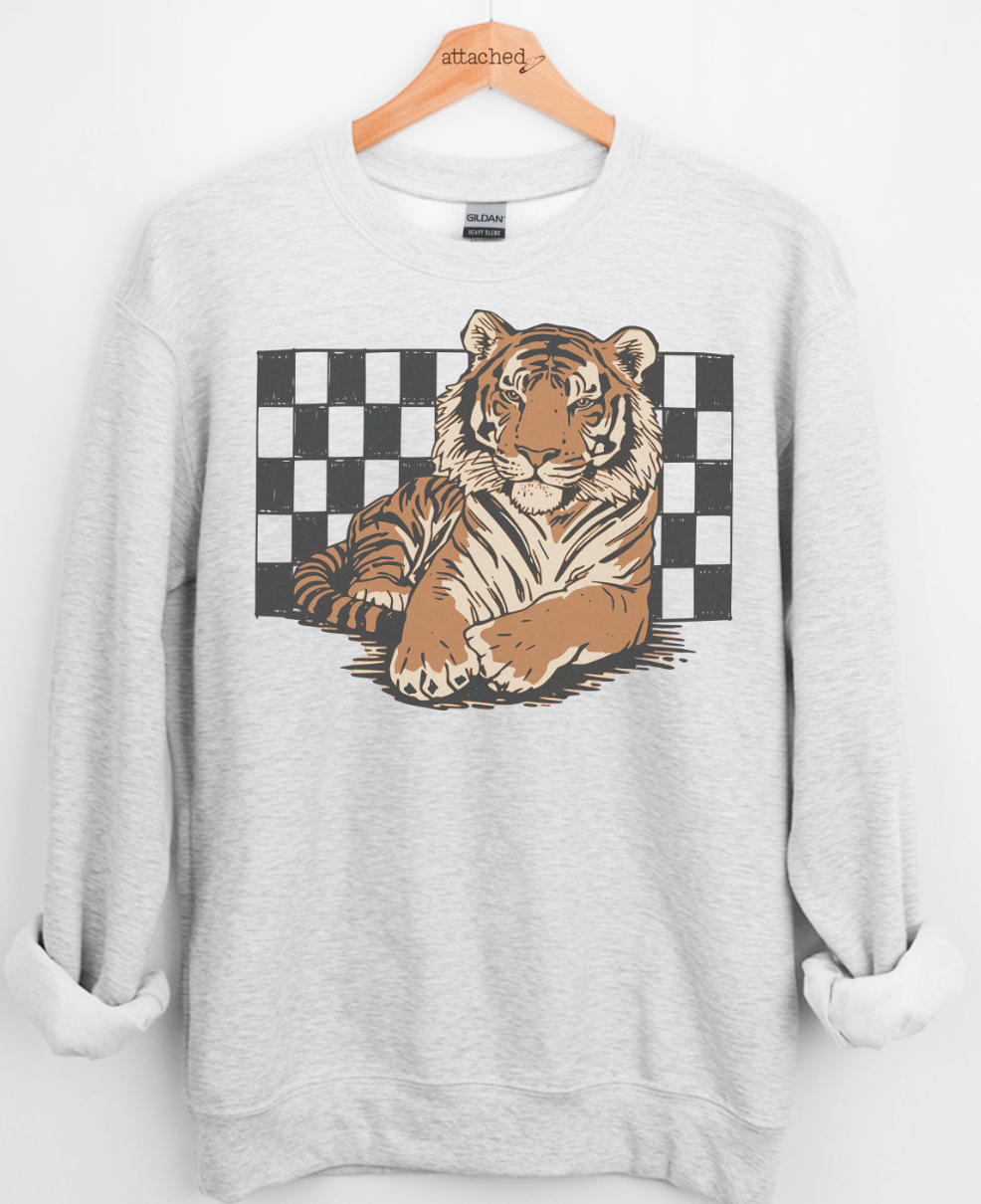 Checkered Tiger Graphic Top