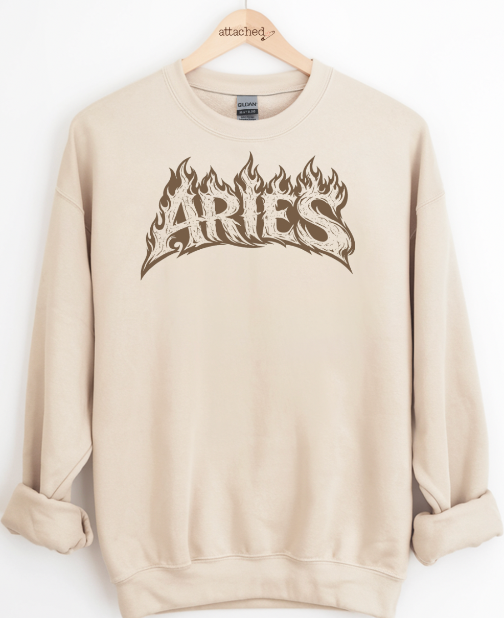 Zodiac Flames Color On Color Graphic Top