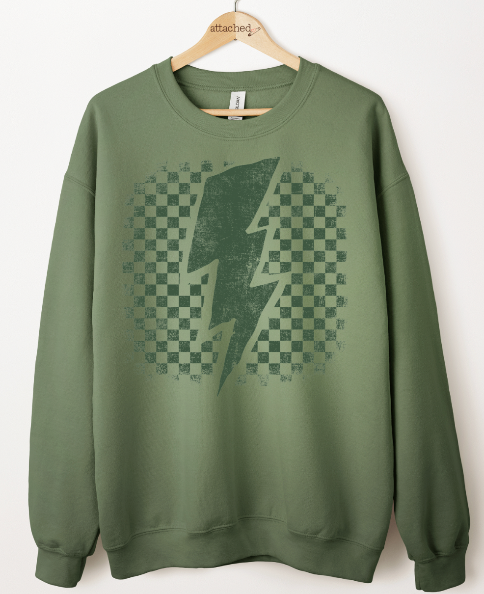 Distressed Lightning Color On Color Graphic Top