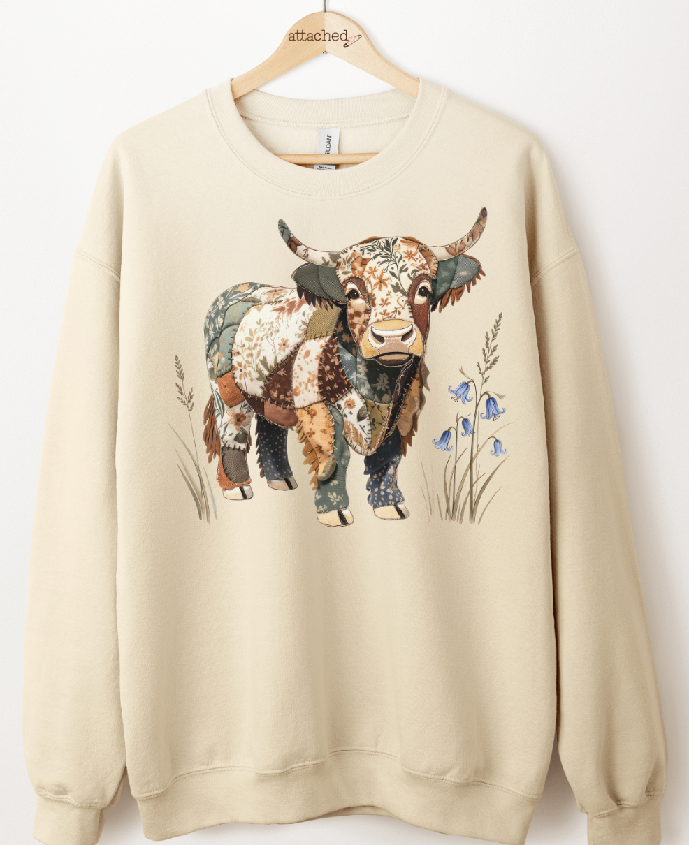 Faux Patchwork Cow Graphic Top