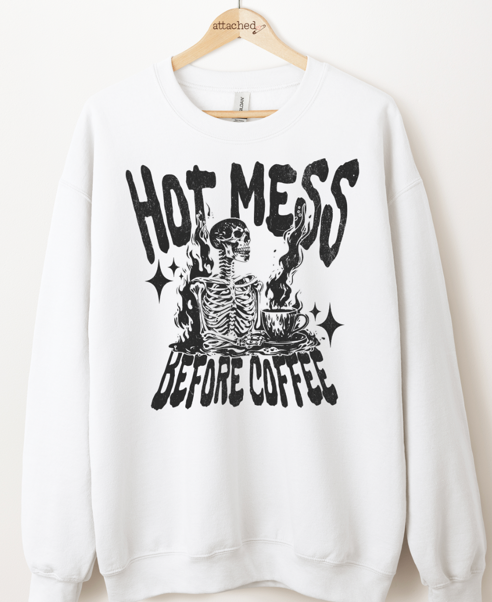 Hot Mess Before Coffee Graphic Top