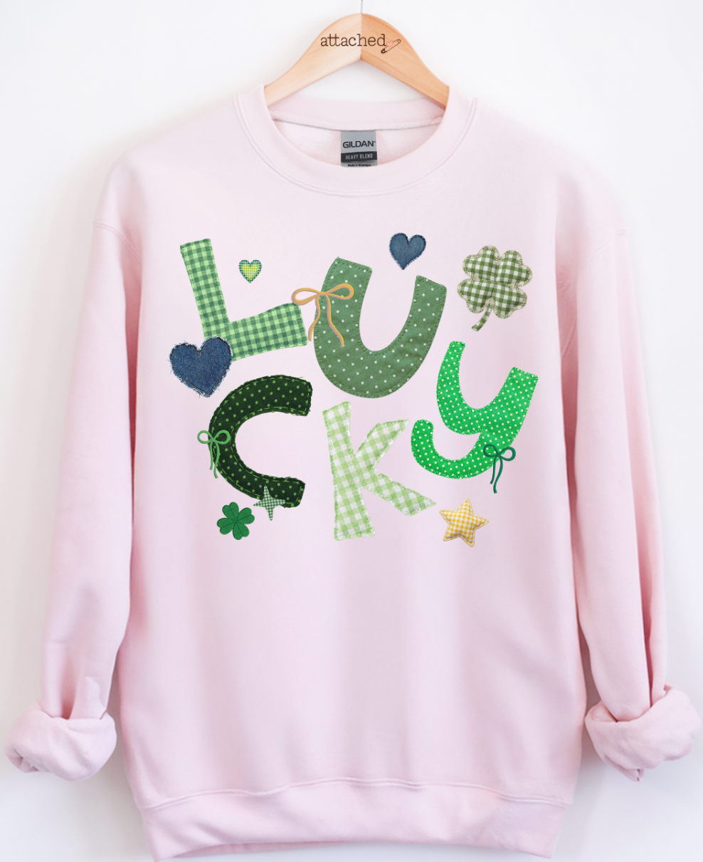 Faux Patchwork Lucky Graphic Top
