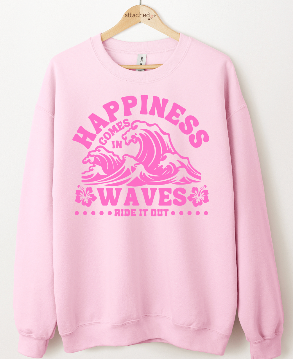 Happiness Comes In Waves Color On Color Graphic Top