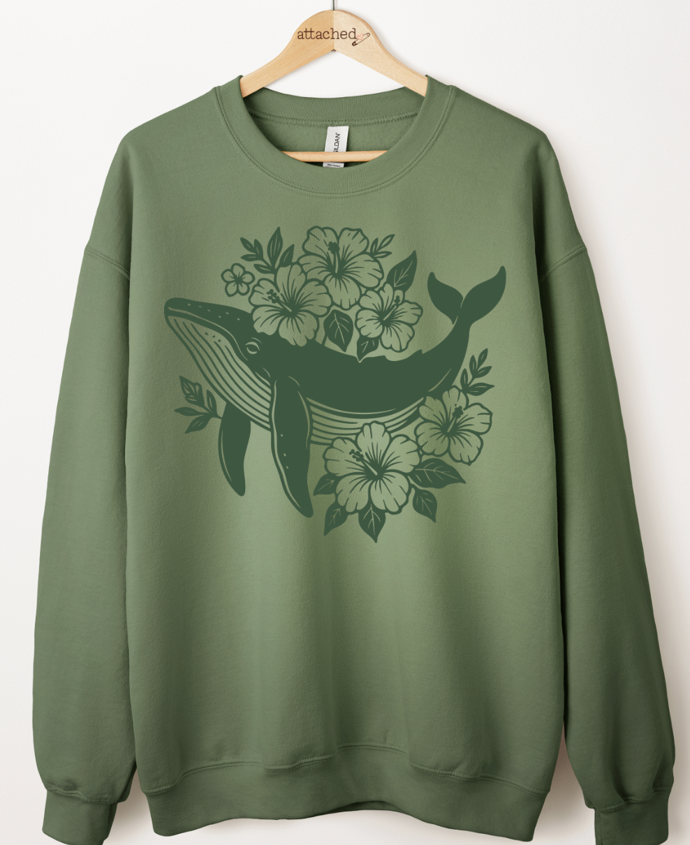 Floral Whale Color On Color Graphic Top