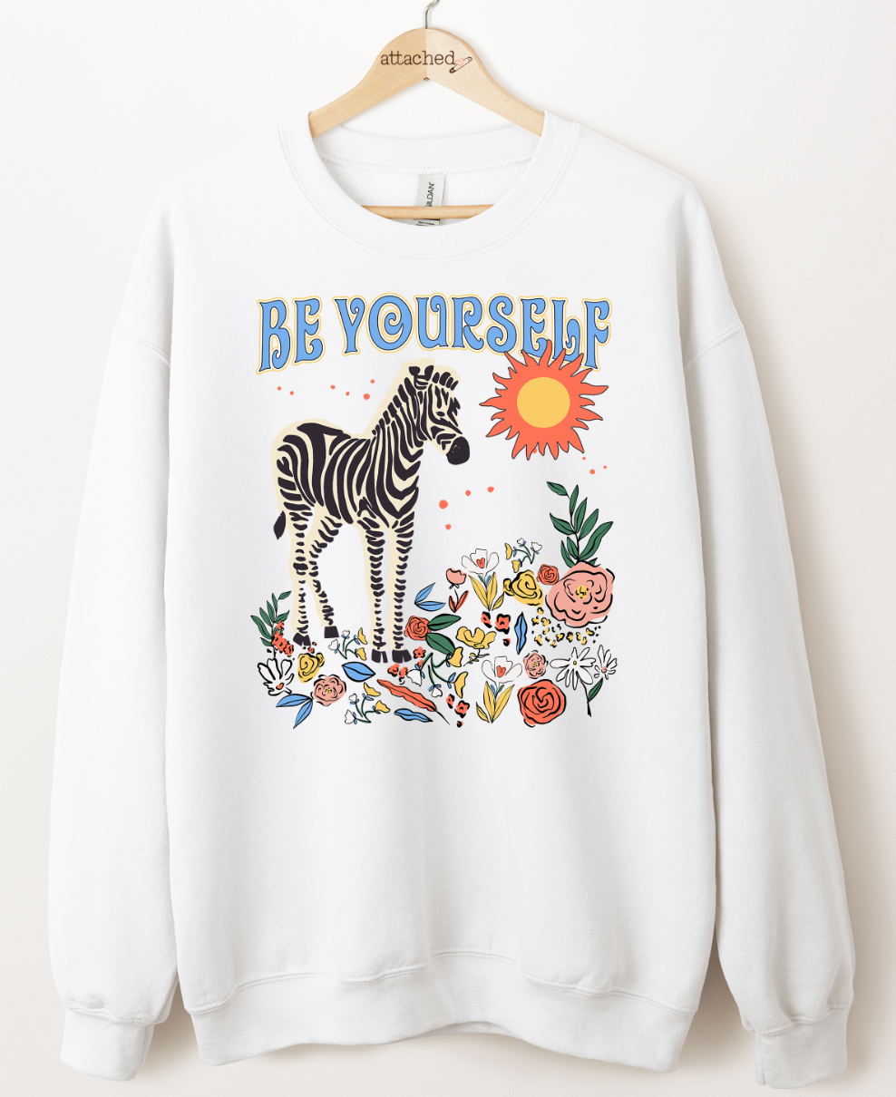 Be Yourself Zebra Graphic Top