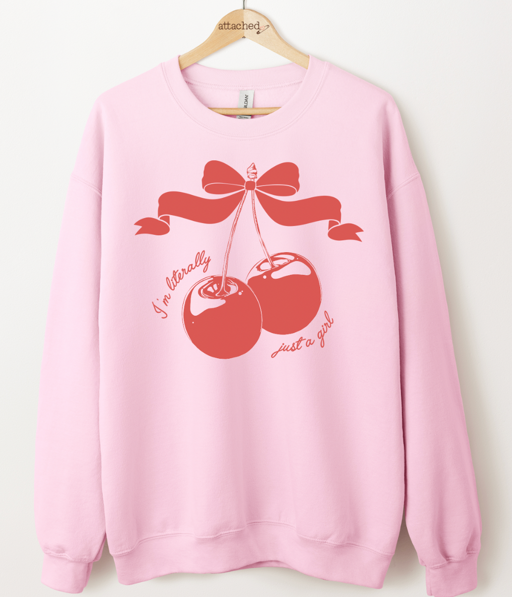 Literally Just A Girl Cherries Graphic Top