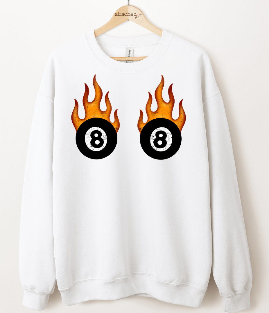 8 Ball Flames Graphic Top