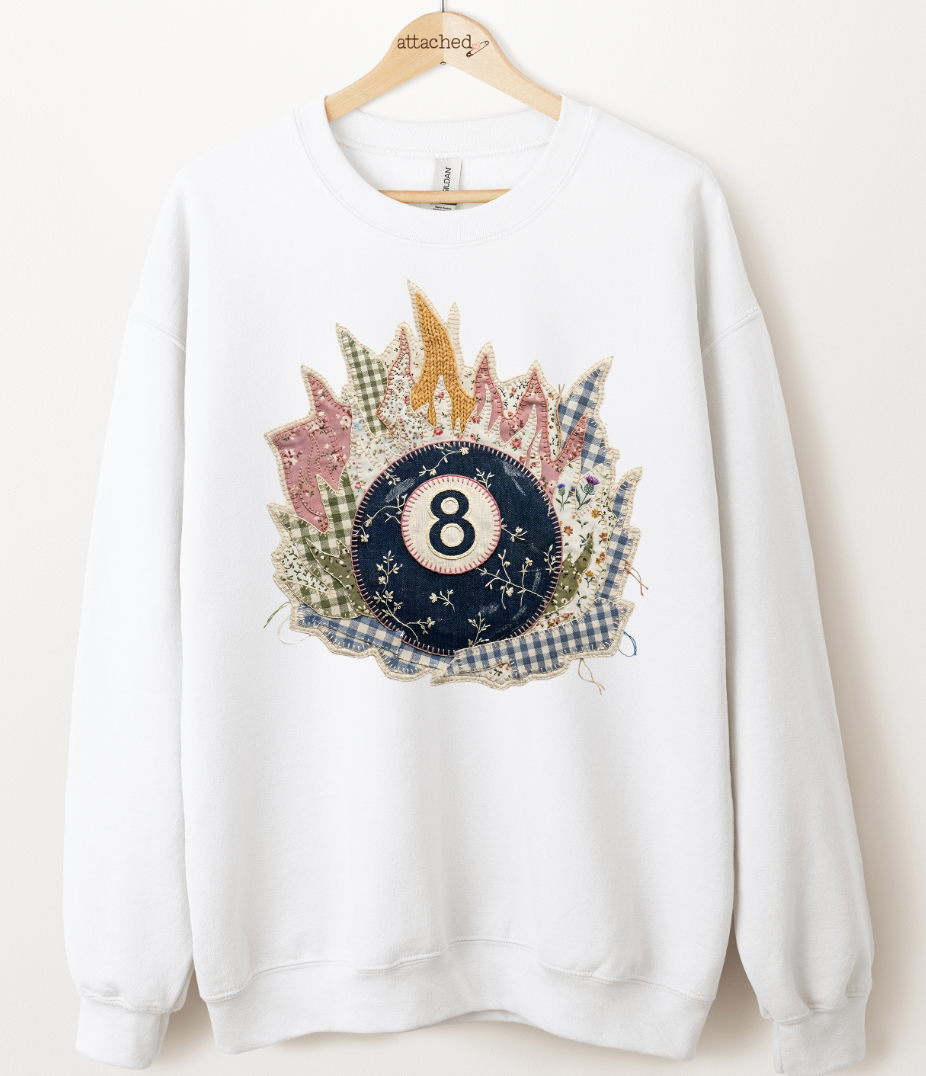 Faux Vintage Patchwork 8 Ball Graphic Top
