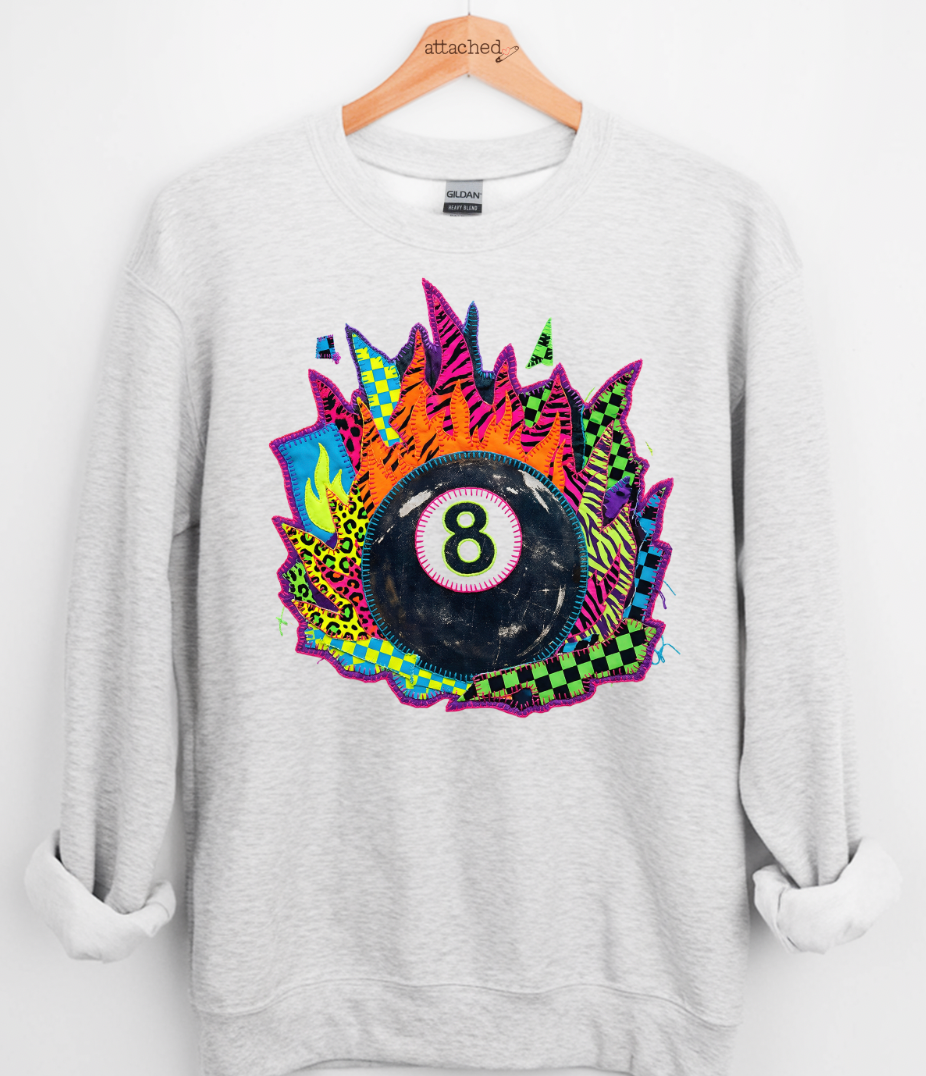 Faux Bright Patchwork 8 Ball Graphic Top