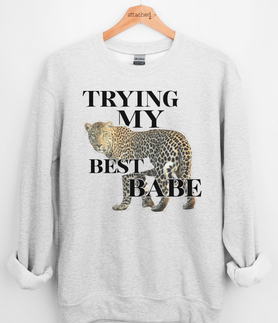 Trying My Best Leopard Graphic Top