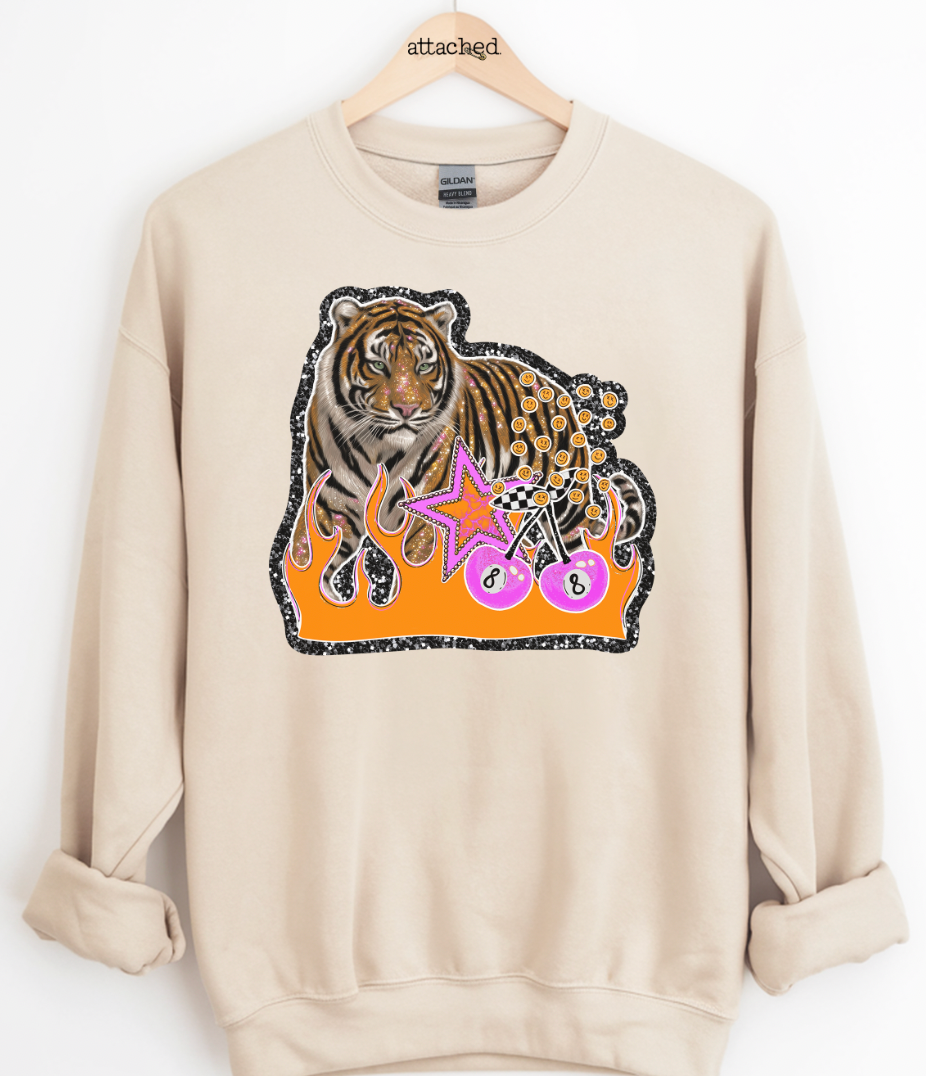 Trendy Tiger Collage Graphic Top