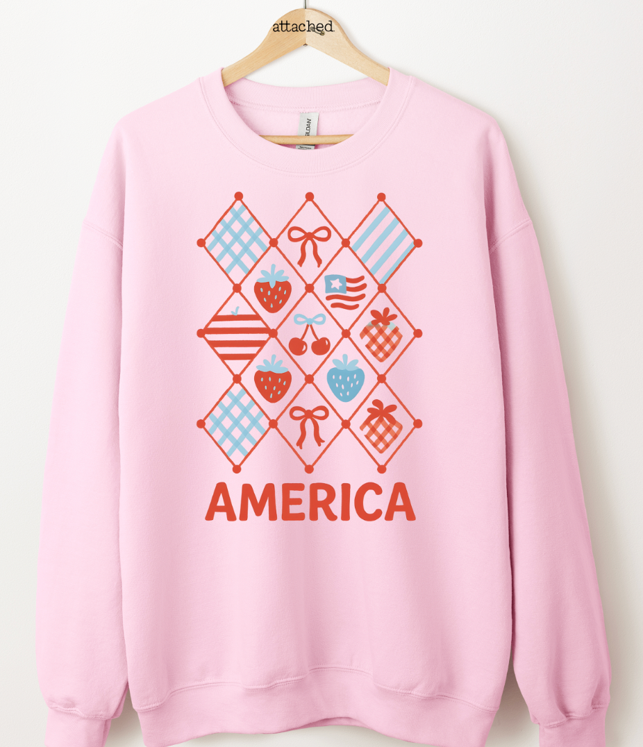 Vintage Americana Quilt Graphic Top