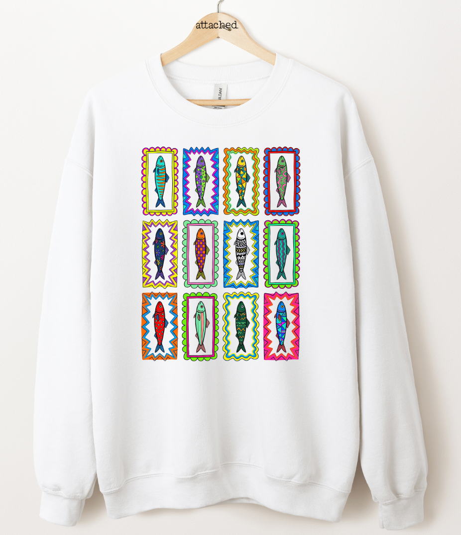 Colorful Sardines Graphic Top