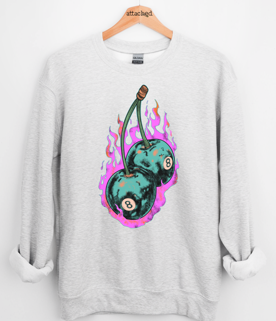 Flame 8 Ball Cherries Graphic Top