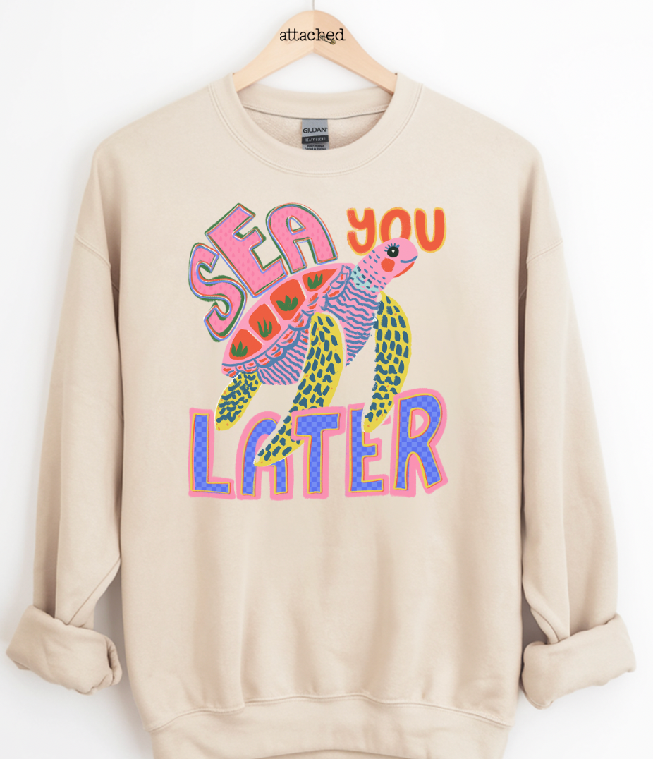 Sea You Later Turtle Graphic Top