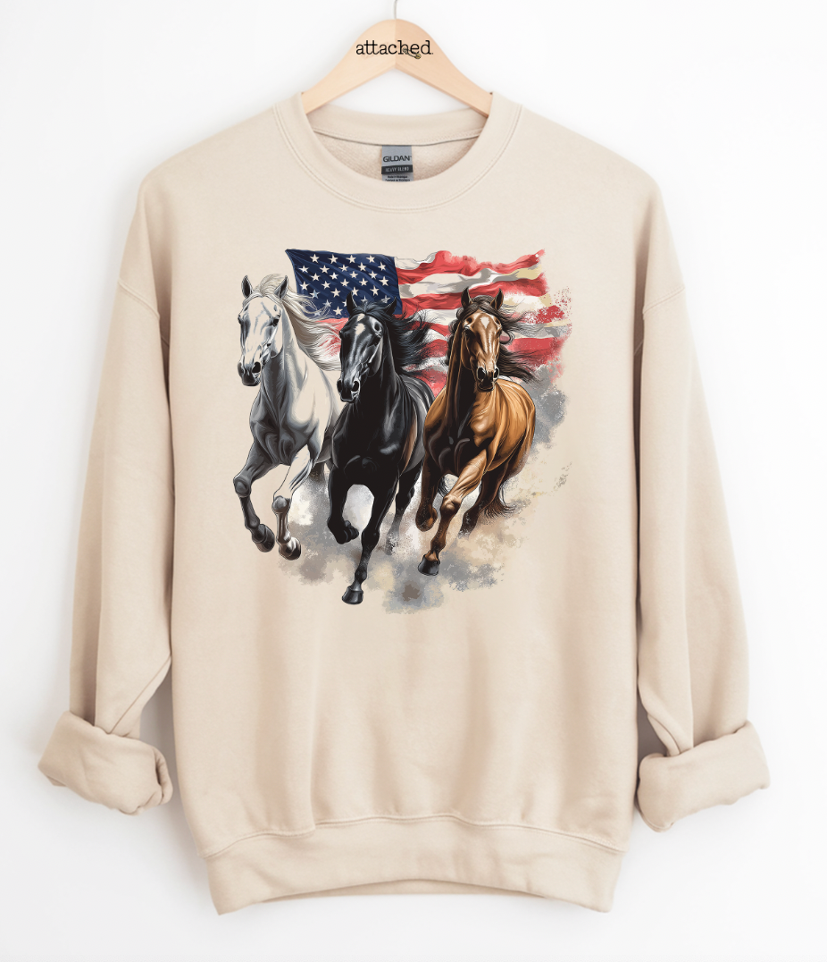 Patriotic Horses Graphic Top
