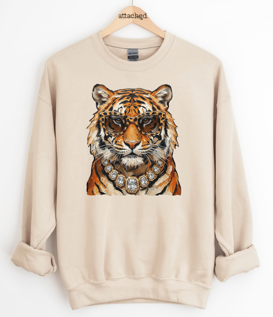 Faux Paint Stroke Cool Tiger Graphic Top