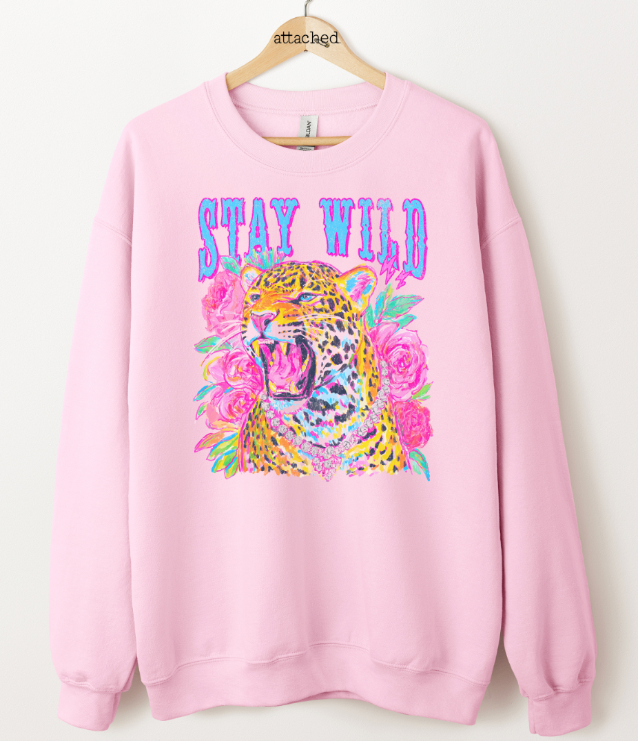 Colorful Stay Wild Leopard Graphic Top
