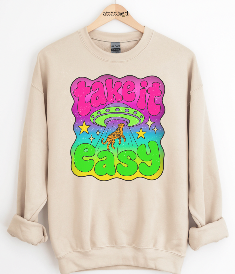Take It Easy Leopard Ufo Graphic Top