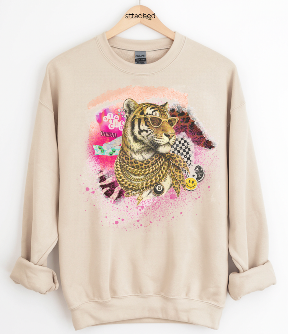 Attached Scrapbook Tiger Graphic Top