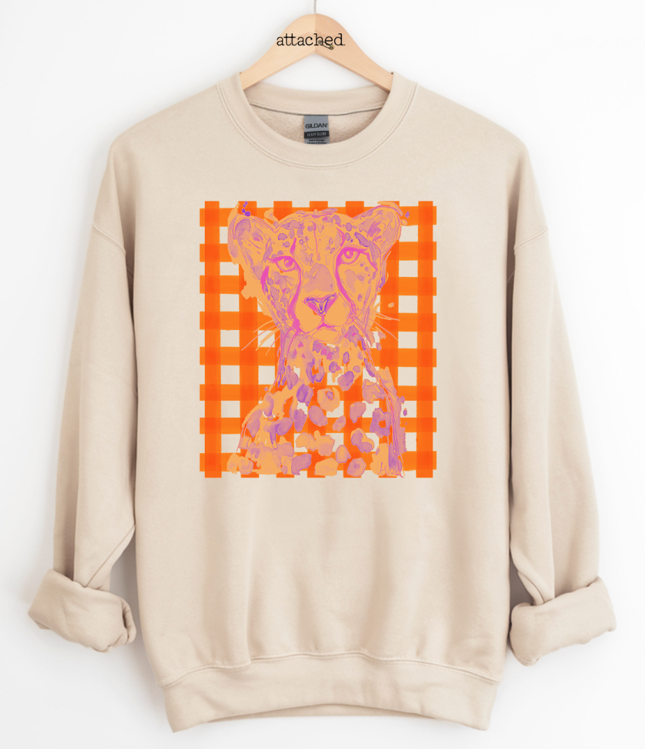 Pink Orange Leopard Graphic Top