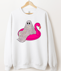 Faux Glitter Ghost Flamingo Float Graphic Top